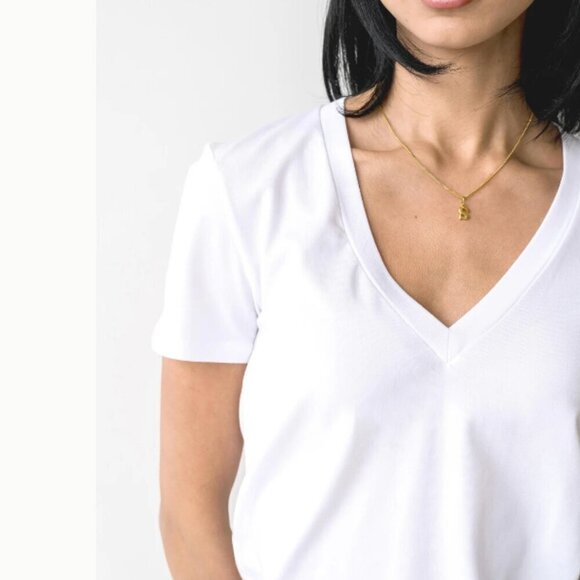 franc Tops - Franc - White Cotton Blend V-Neck T-shirt - 4X - CANADA
